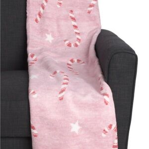 Pink Candy Cane Throw Blanket